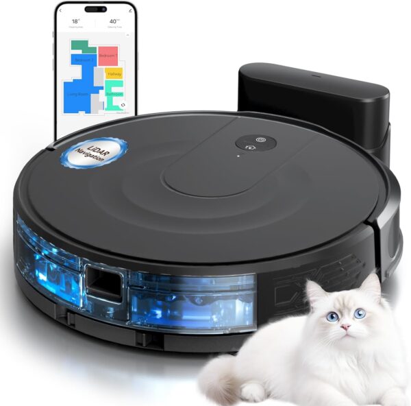 Kewbily Robot Vacuum and Mop Combo, LiDAR Navigation with Ultra Slim Design
