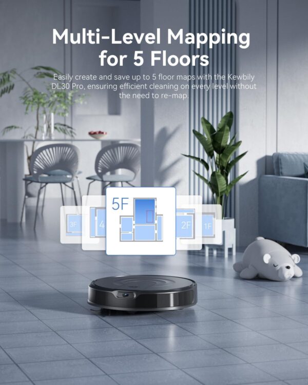 Kewbily Robot Vacuum and Mop Combo, LiDAR Navigation with Ultra Slim Design - Image 4